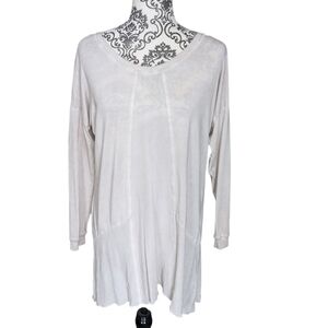 JAC by Jacqueline Conoir Shirt Long Sleeve Mixed Media White Grey Women's Medium